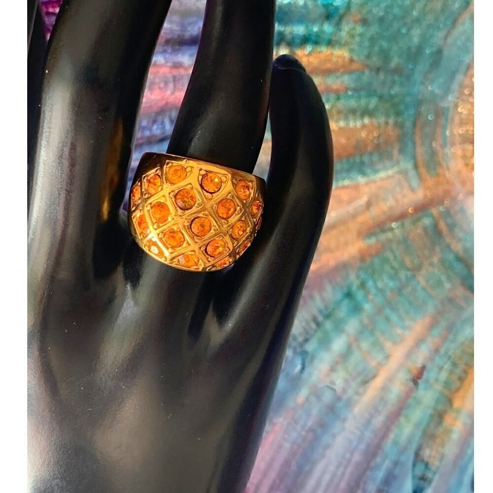 Gorgeous Vintage Sunshine Citrine Yellow Dome Ring, in Gold, Sz 6.5, Unmarked